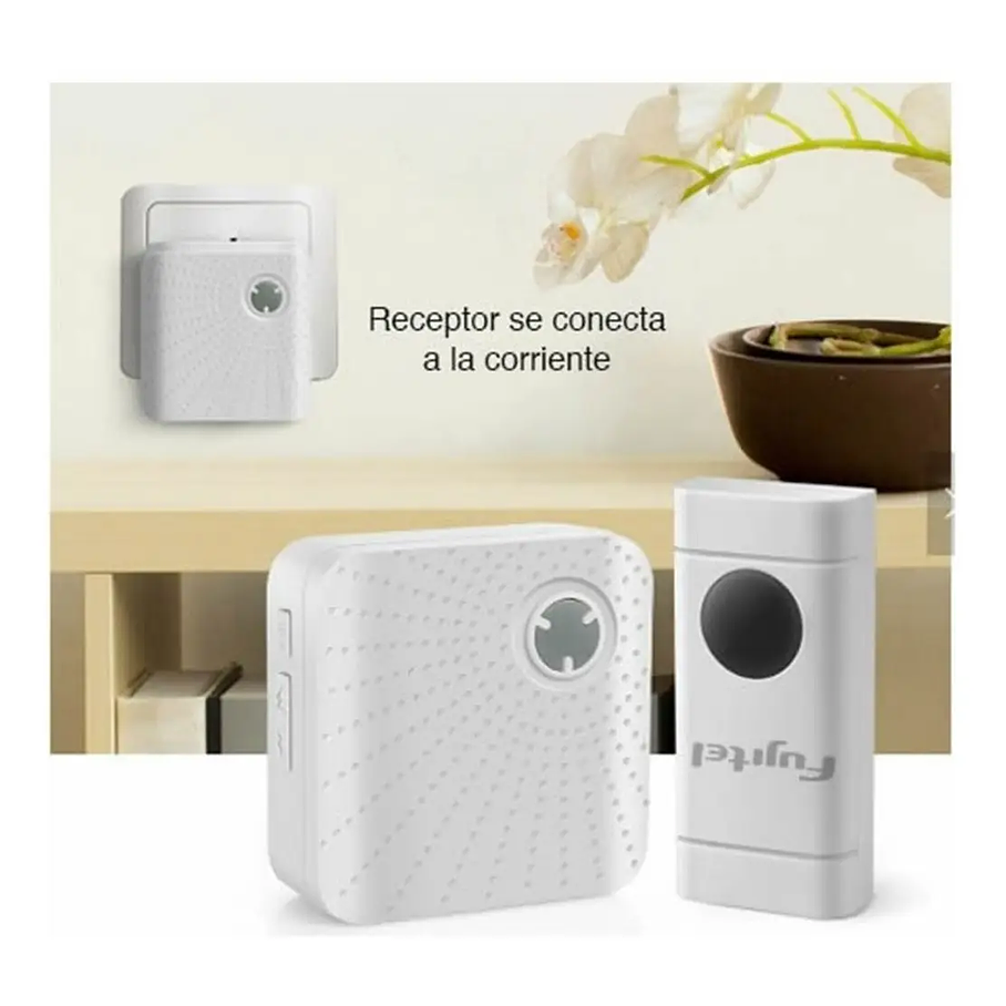 Timbre Inalámbrico Fujitel Doble Receptor 52 Melodías Blanco 180m 5