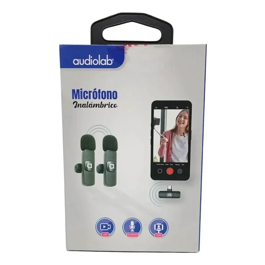 2 Microfonos Solapa Inalambricos Usb C Smartphone Audiolab Negro 3