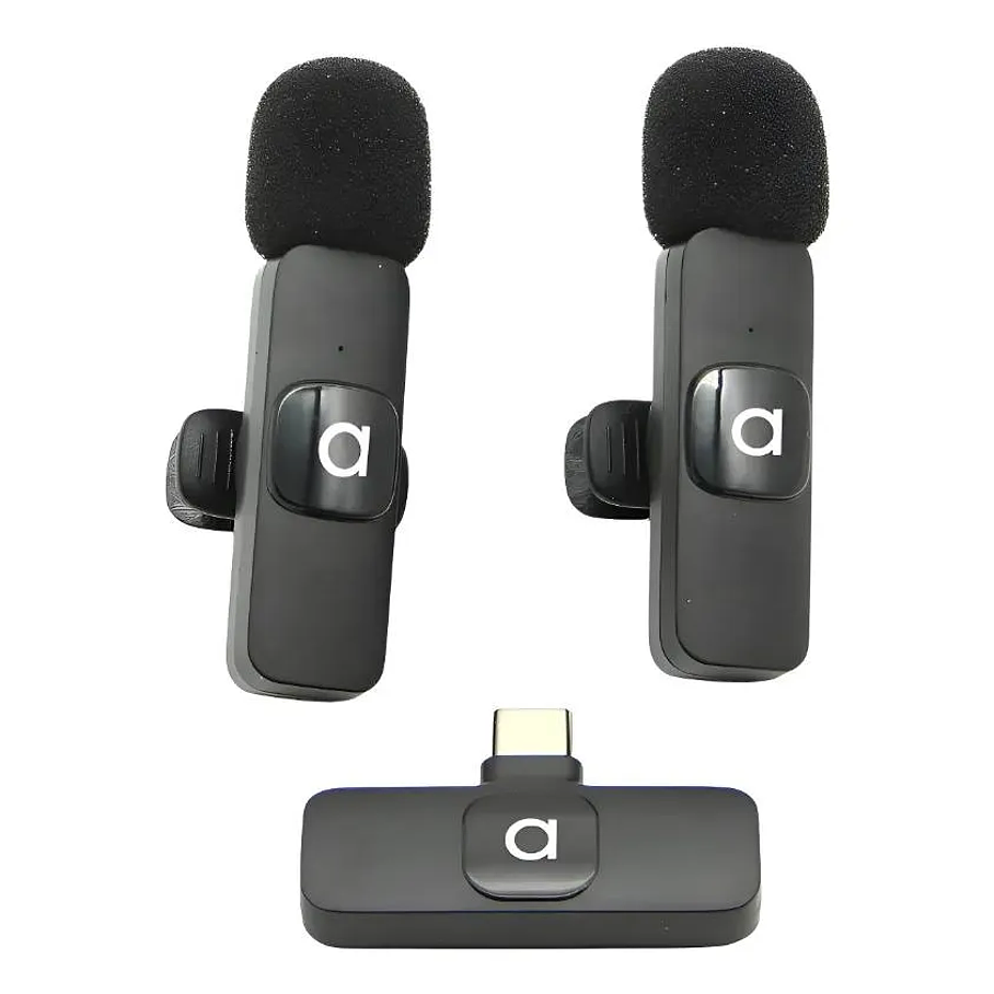 2 Microfonos Solapa Inalambricos Usb C Smartphone Audiolab Negro 4