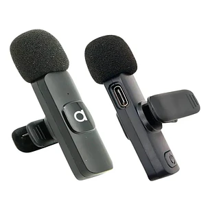 2 Microfonos Solapa Inalambricos Usb C Smartphone Audiolab Negro