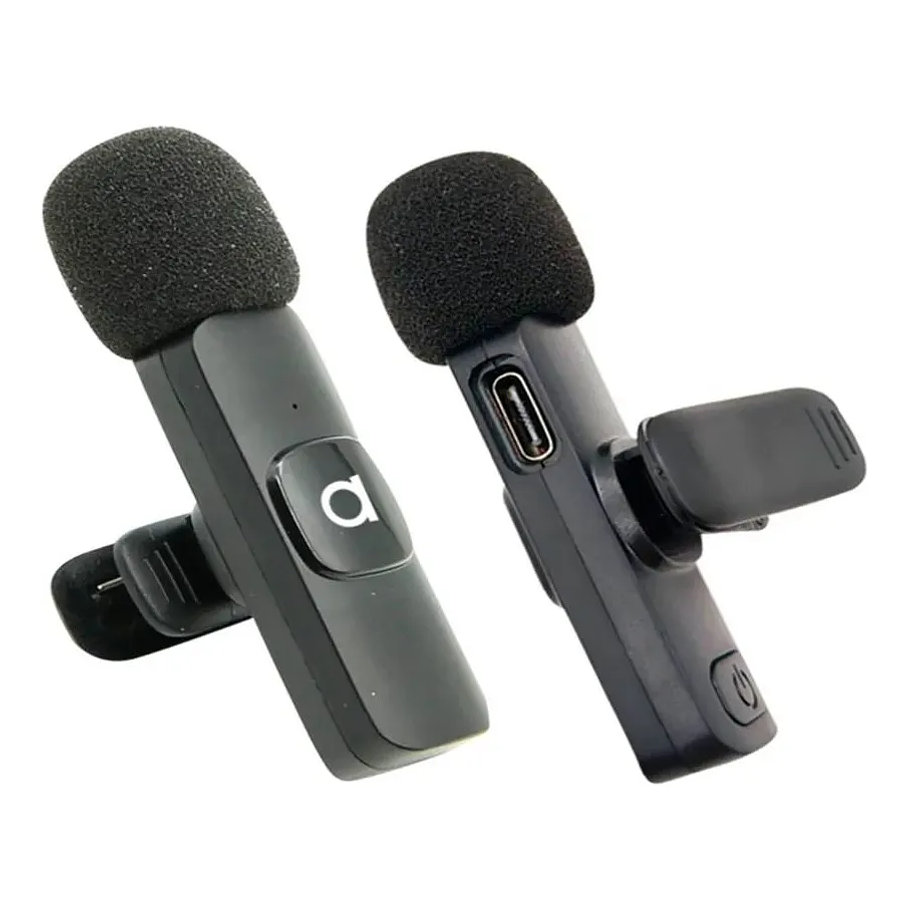 2 Microfonos Solapa Inalambricos Usb C Smartphone Audiolab Negro 1