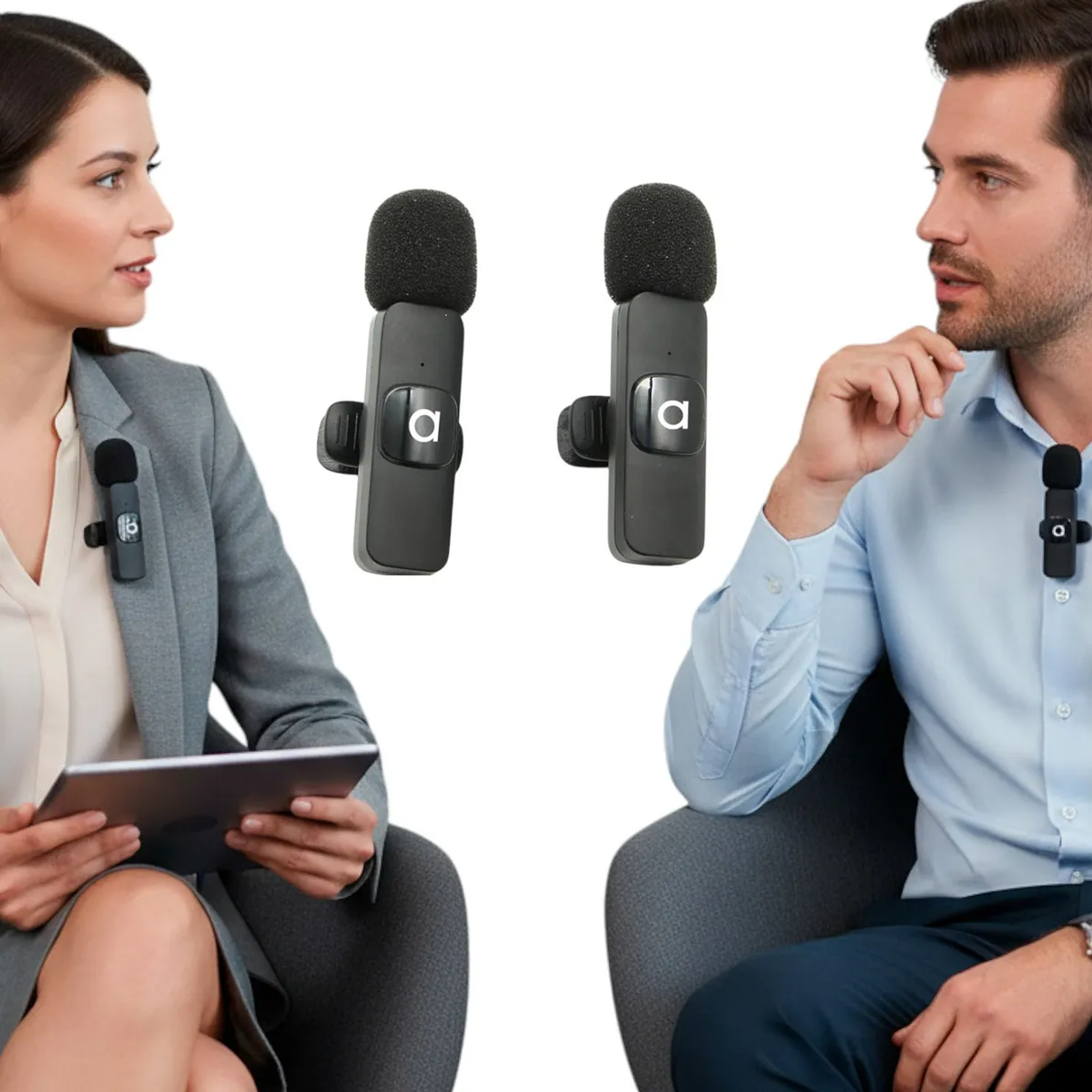 2 Microfonos Solapa Inalambricos Usb C Smartphone Audiolab Negro 6