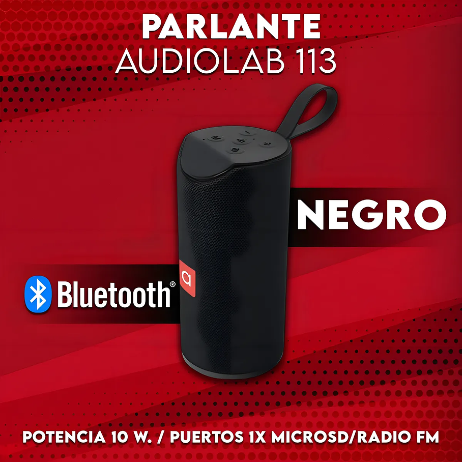 Parlante Portátil Bluetooth Audiolab Negro 10w Inalámbrico 7