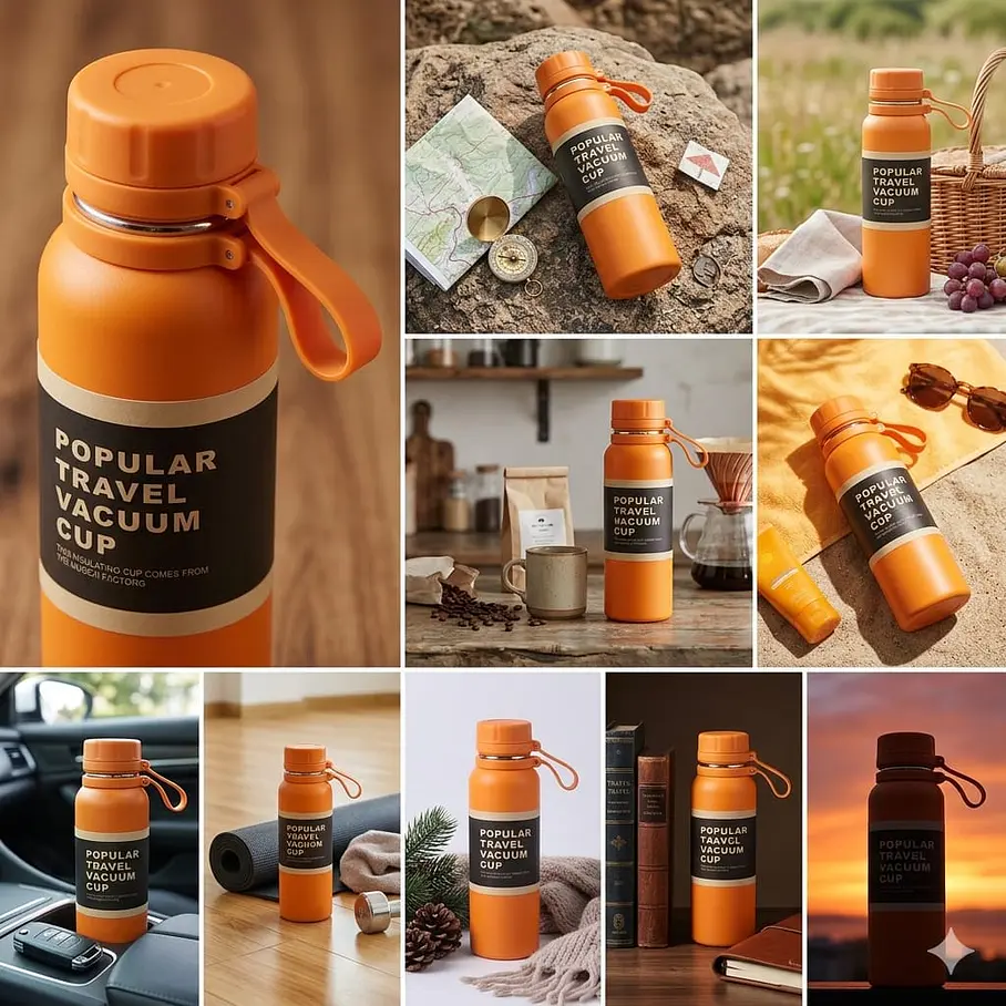 Botella Térmica Termo 650 ml Antiderrame Frío Calor Hermética Gym Camping Termo Aventura Asa Agarradera  7