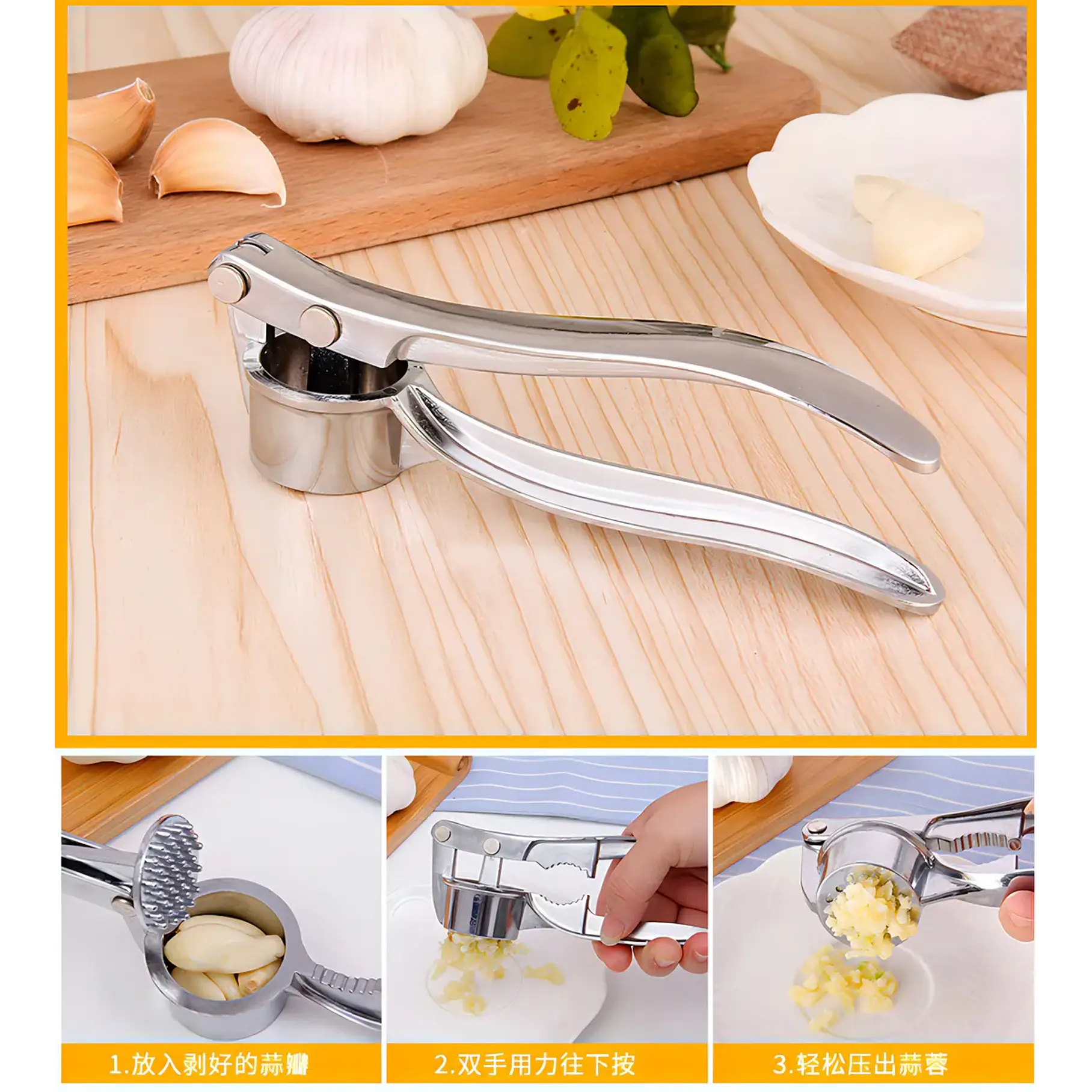 Prensa Ajo Triturador Manual Metálico Resistente 9