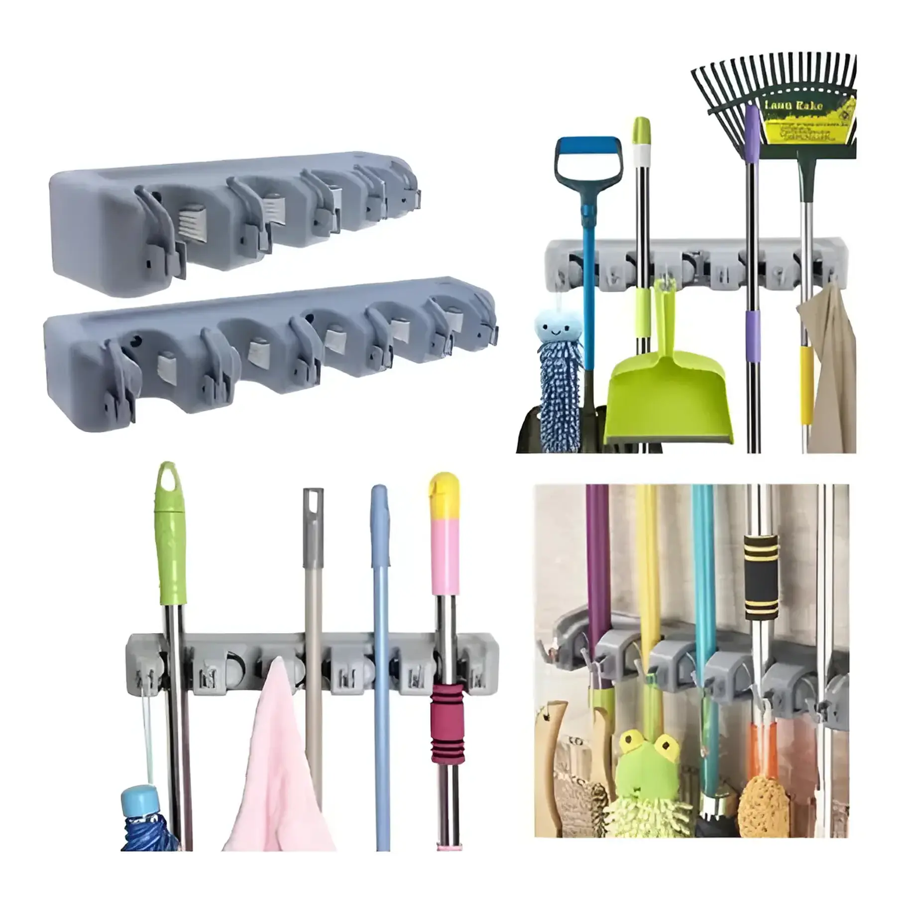 Colgador Escoba Cepillo Pala Basura Trapero Organizador Implementos De Limpieza 3