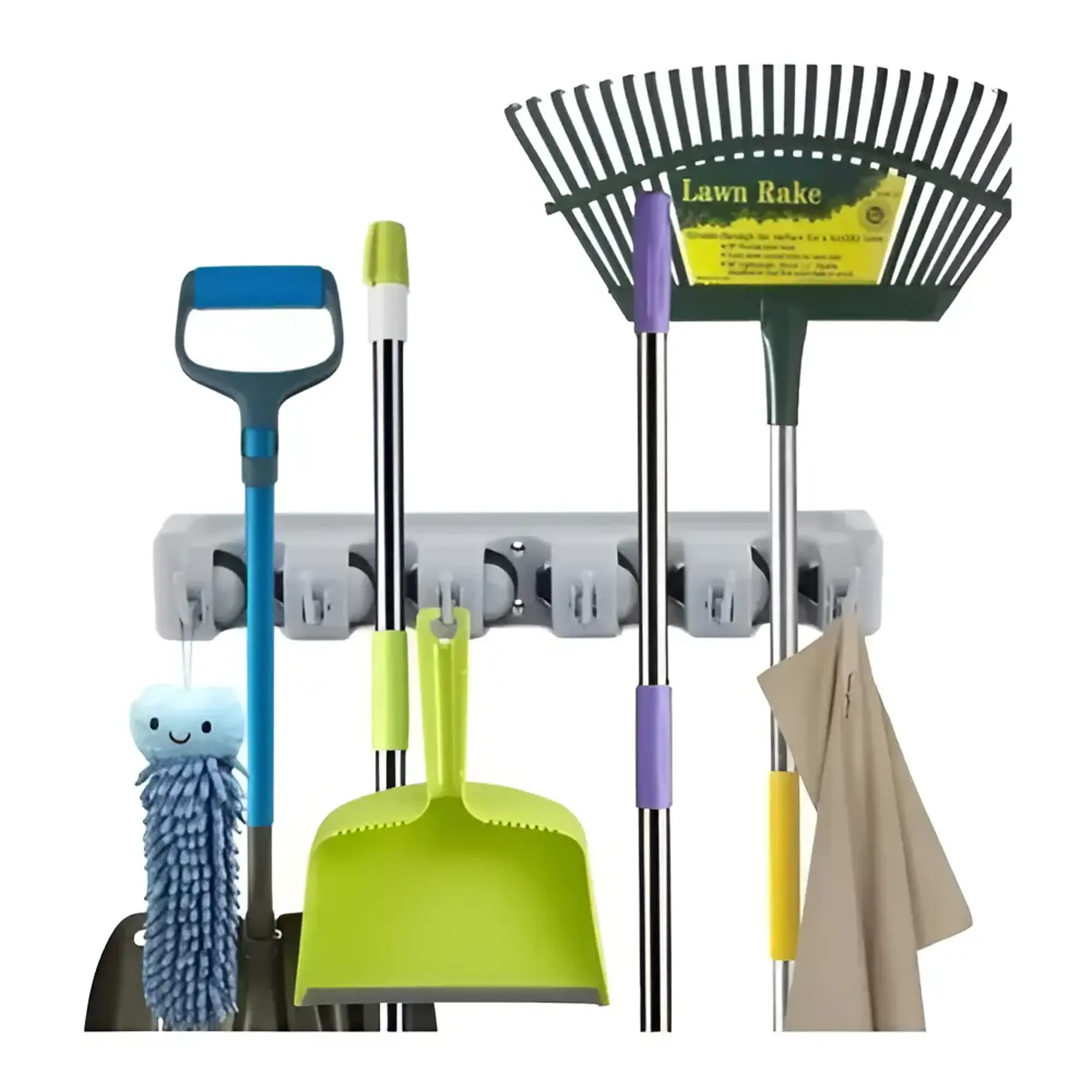Colgador Escoba Cepillo Pala Basura Trapero Organizador Implementos De Limpieza 1