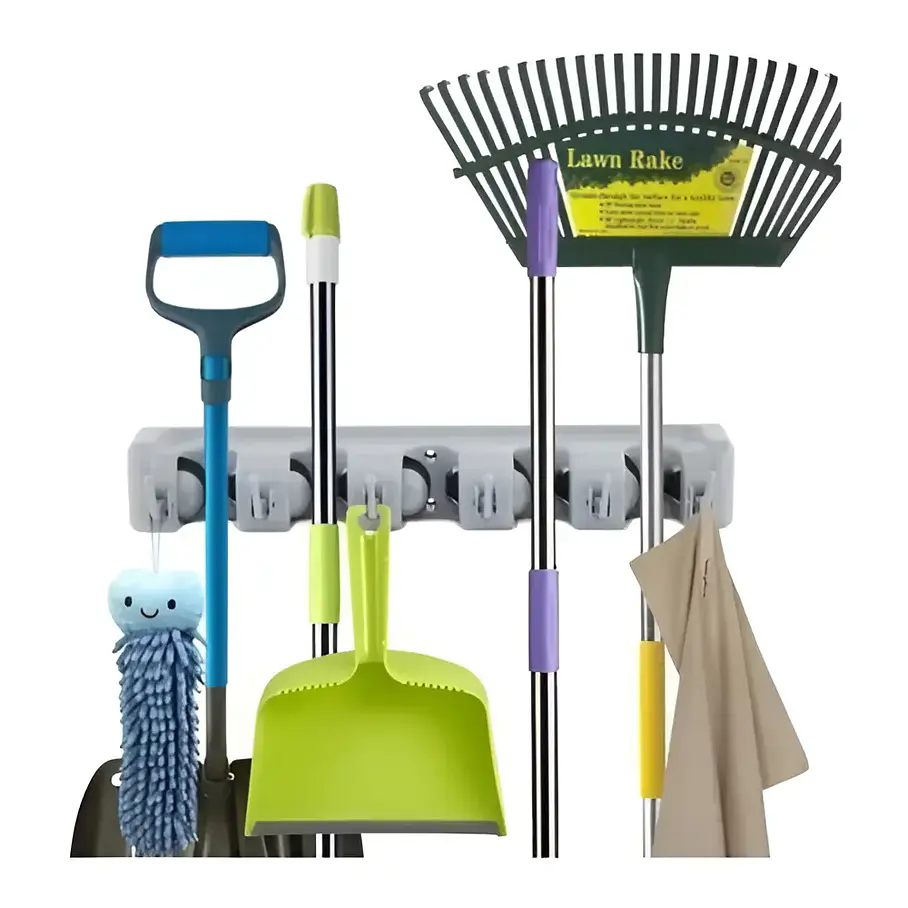 Colgador Escoba Cepillo Pala Basura Trapero Organizador Implementos De Limpieza 1