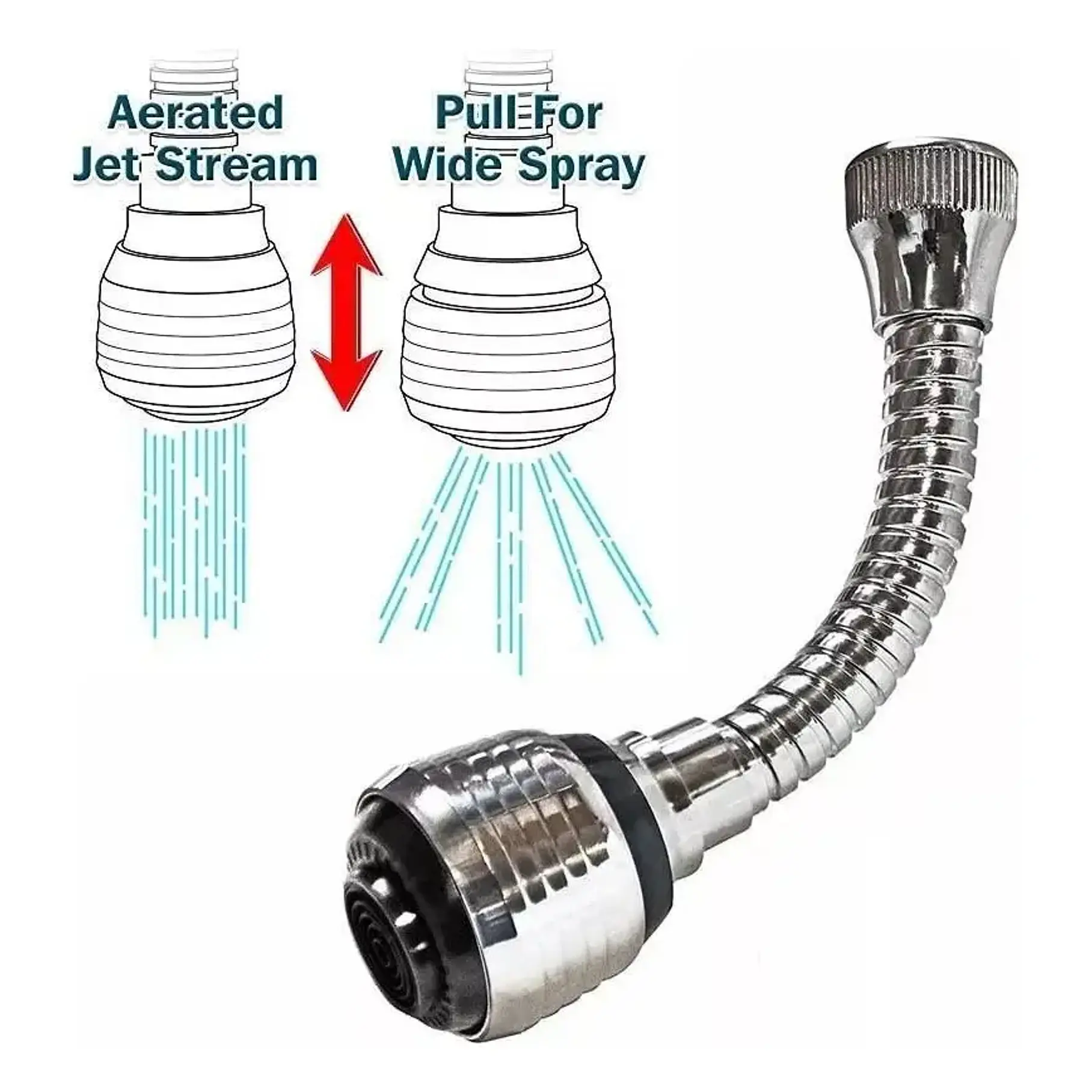 Extension Flexible Llave Agua 360 Cocina Baño Color Plateado 4