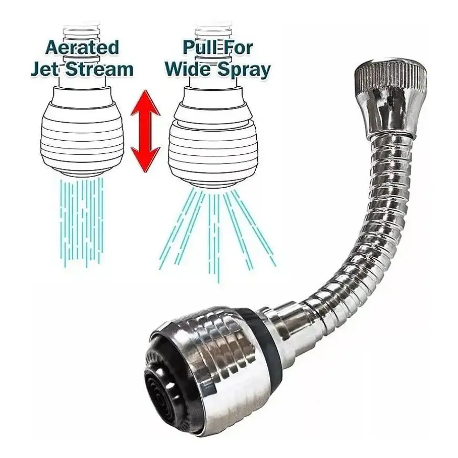 Extension Flexible Llave Agua 360 Cocina Baño Color Plateado 4
