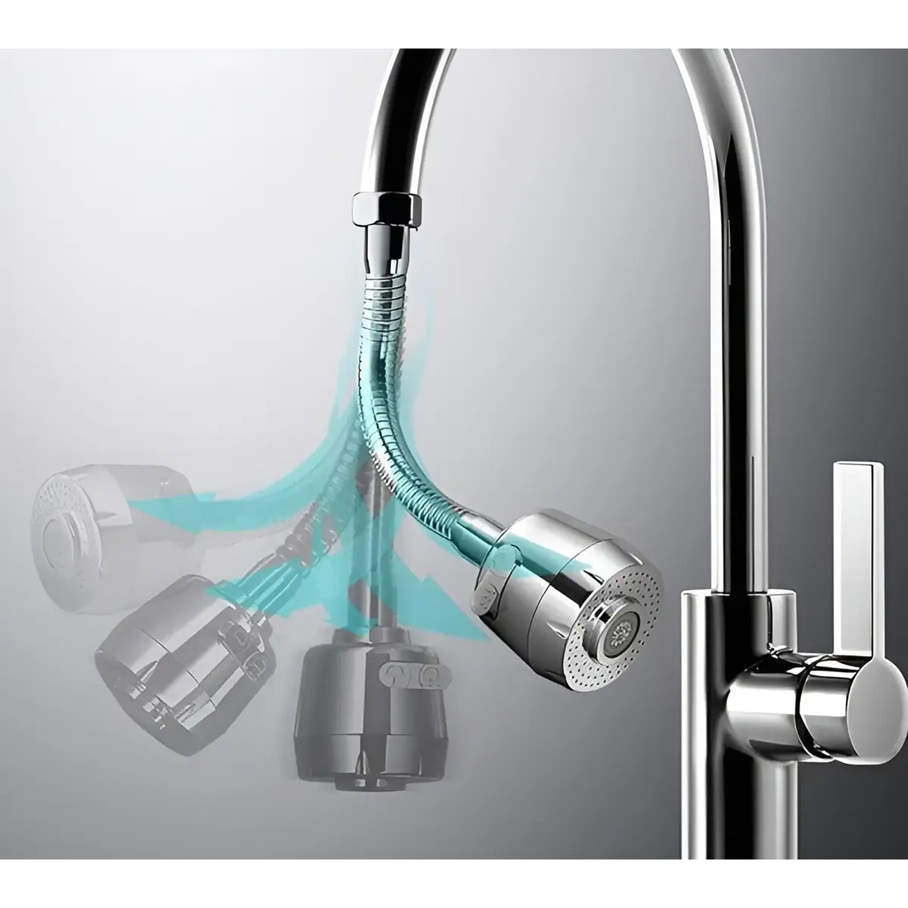 Extension Flexible Para Lavaplatos Grifo 360 De Cocina Acabado Brillante Color Plateado 3