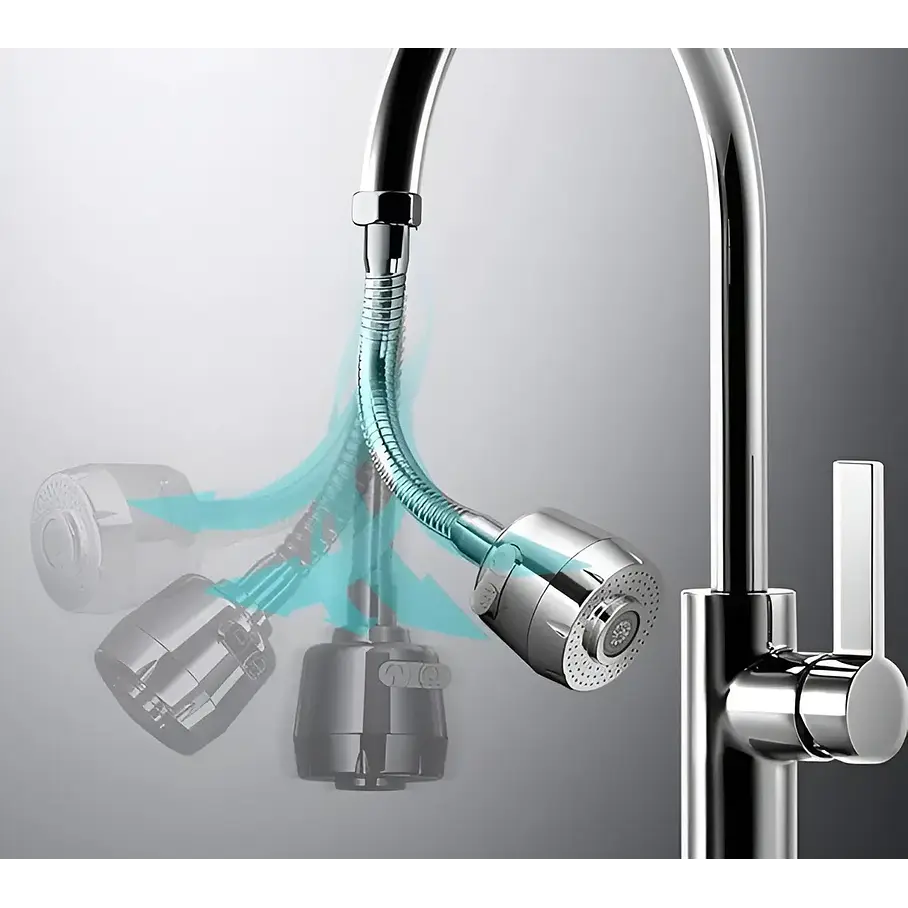 Extension Flexible Para Lavaplatos Grifo 360 De Cocina Acabado Brillante Color Plateado 3