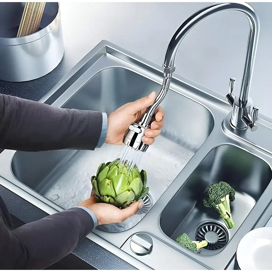 Extension Flexible Para Lavaplatos Grifo 360 De Cocina Acabado Brillante Color Plateado 4