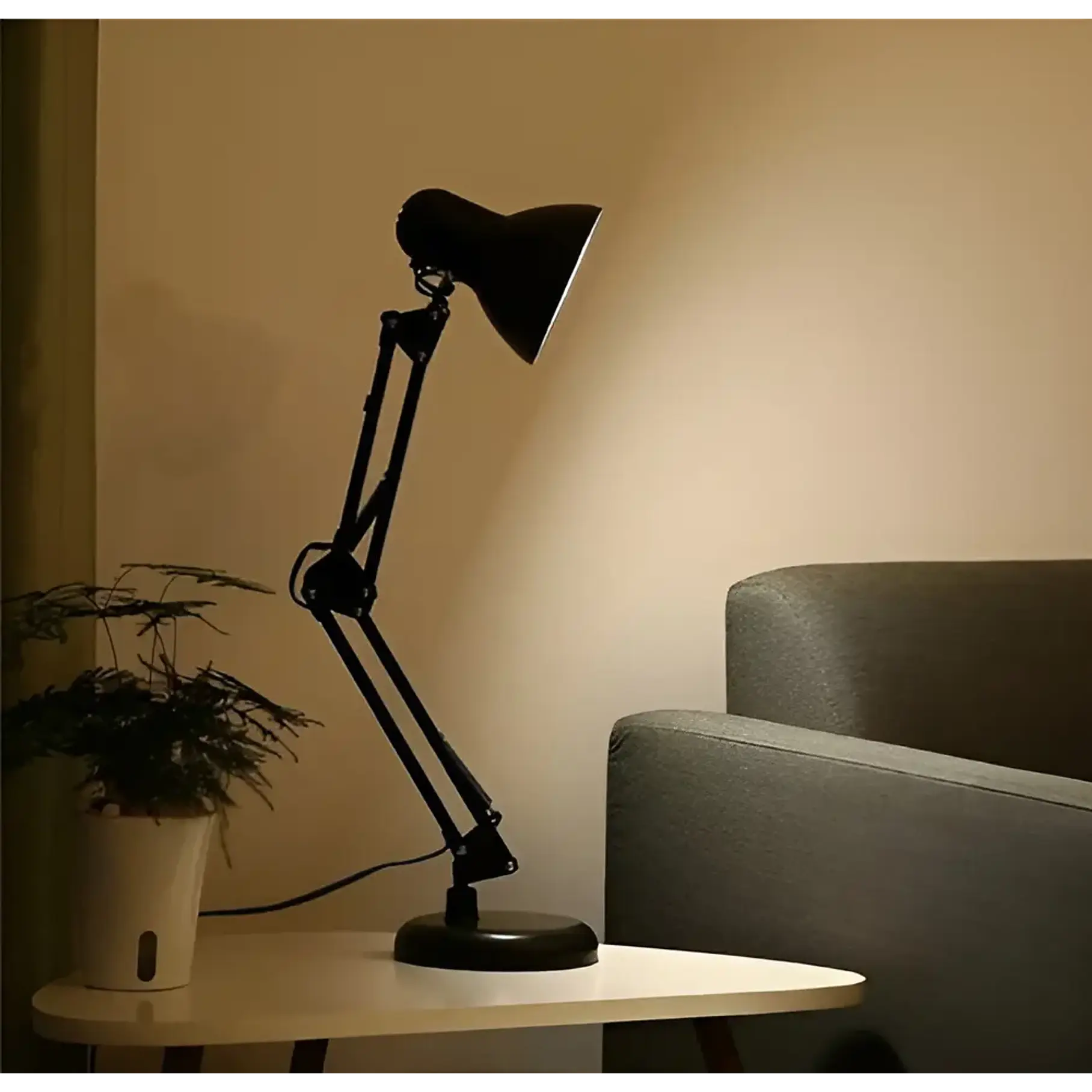 Lámpara Flexible Escritorio Estudio Dibujo Con Clip Color de la estructura Negro 2