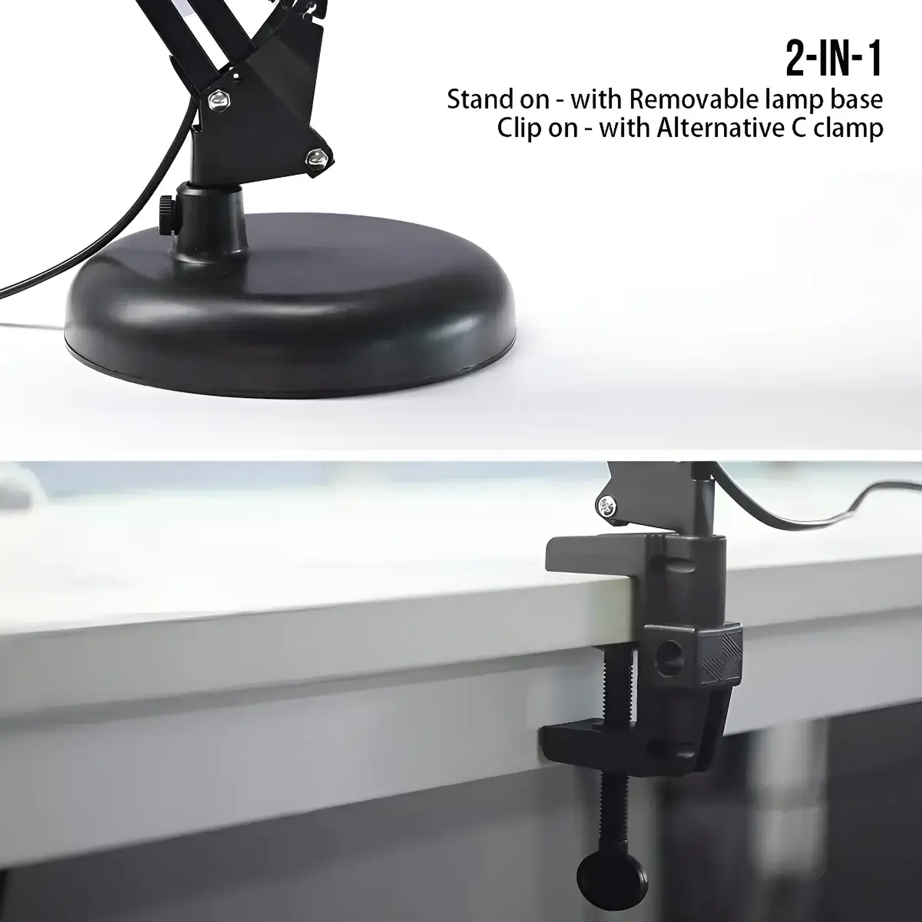 Lámpara Flexible Escritorio Estudio Dibujo Con Clip Color de la estructura Negro 5