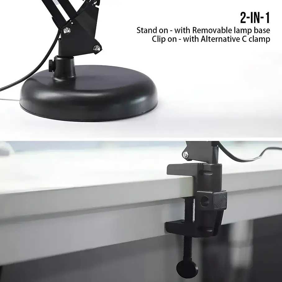 Lámpara Flexible Escritorio Estudio Dibujo Con Clip Color de la estructura Negro 5