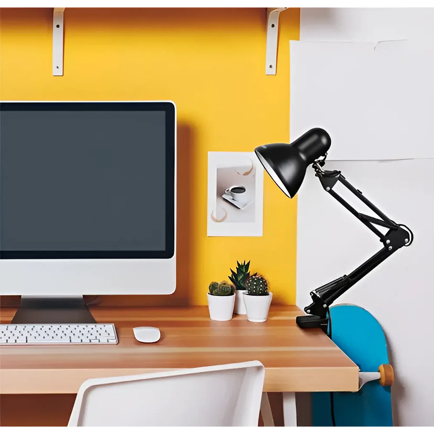 Lámpara Flexible Escritorio Estudio Dibujo Con Clip Color de la estructura Negro 6