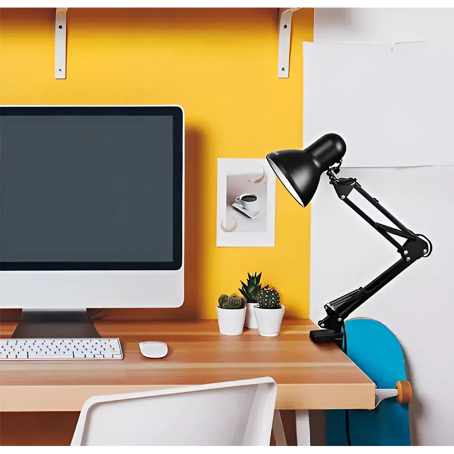 Lámpara Flexible Escritorio Estudio Dibujo Con Clip Color de la estructura Negro 6