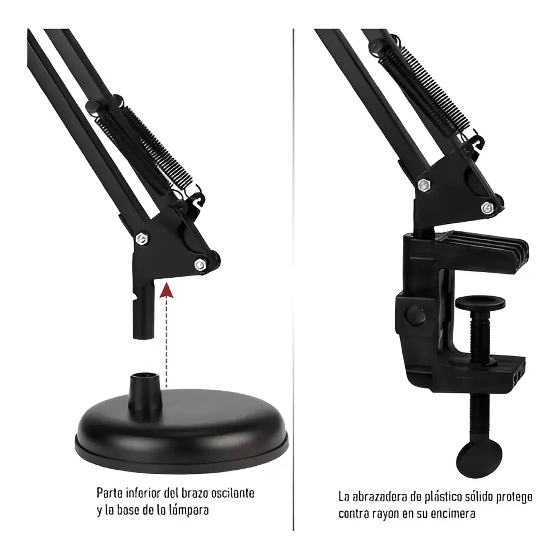 Lámpara Flexible Escritorio Estudio Dibujo Con Clip Color de la estructura Negro 7