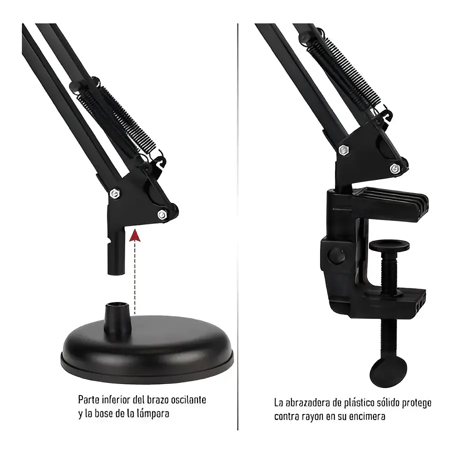 Lámpara Flexible Escritorio Estudio Dibujo Con Clip Color de la estructura Negro 7