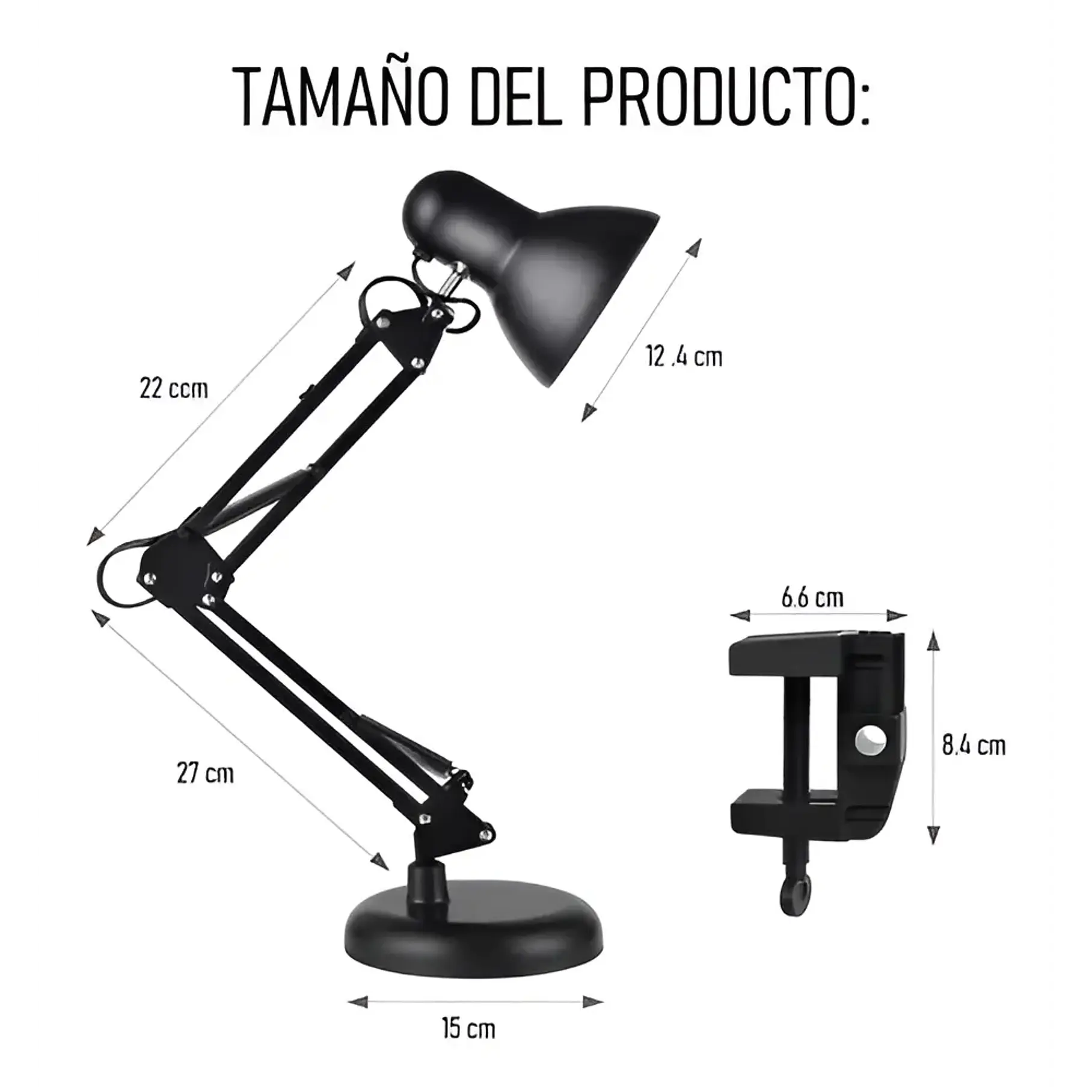 Lámpara Flexible Escritorio Estudio Dibujo Con Clip Color de la estructura Negro 8