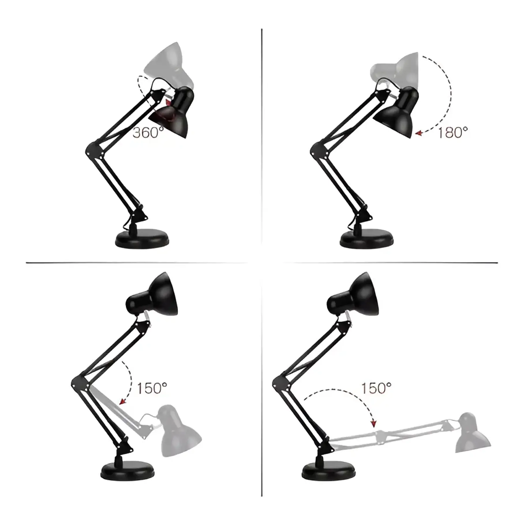 Lámpara Flexible Escritorio Estudio Dibujo Con Clip Color de la estructura Negro 9