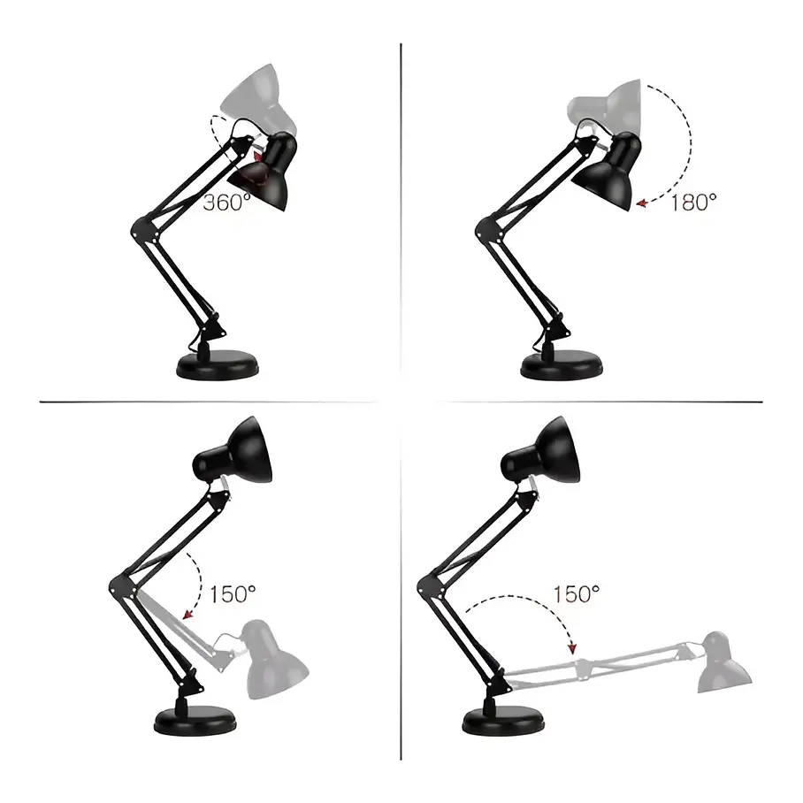 Lámpara Flexible Escritorio Estudio Dibujo Con Clip Color de la estructura Negro 9