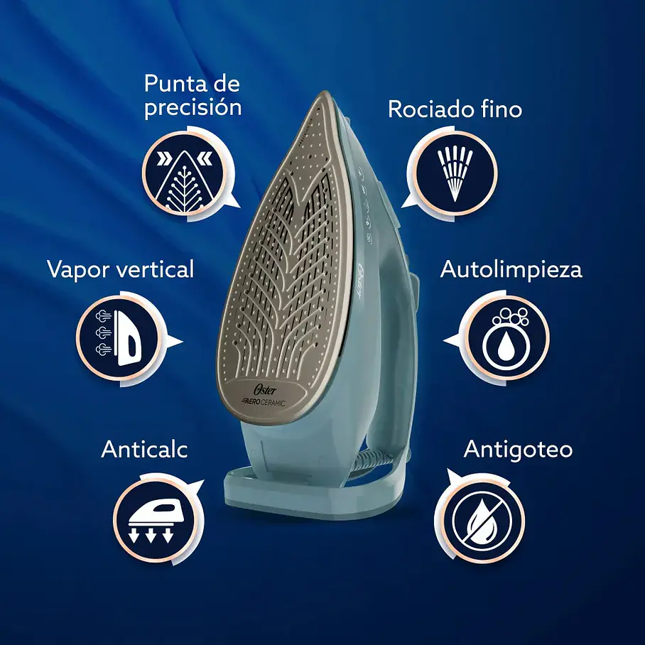 Plancha Vapor Oster Aeroglide Antigoteo Verde Gcstac7402 Verde Claro 2