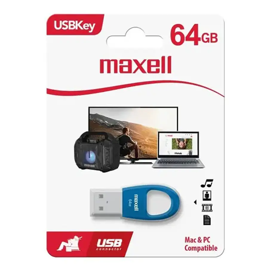 Pendrive Maxell Key Flix 64gb Usb 2.0 Azul  1