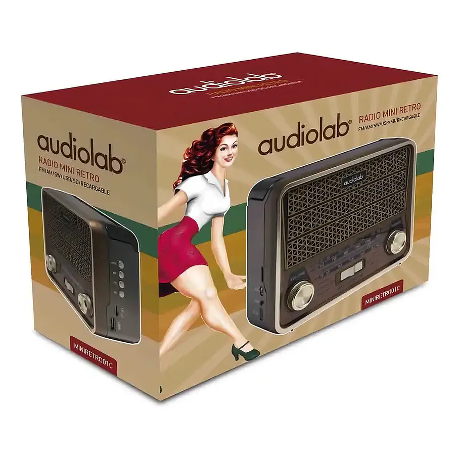 Radio Portatil Mini Retro Bluetooth Audiolab Vintage Usb Sd 5