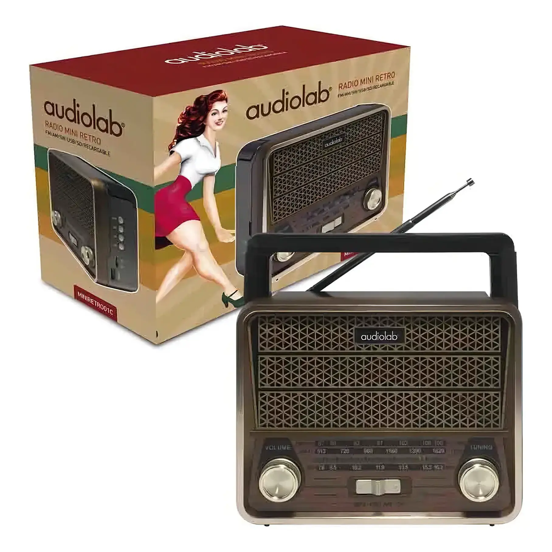 Radio Portatil Mini Retro Bluetooth Audiolab Vintage Usb Sd 4