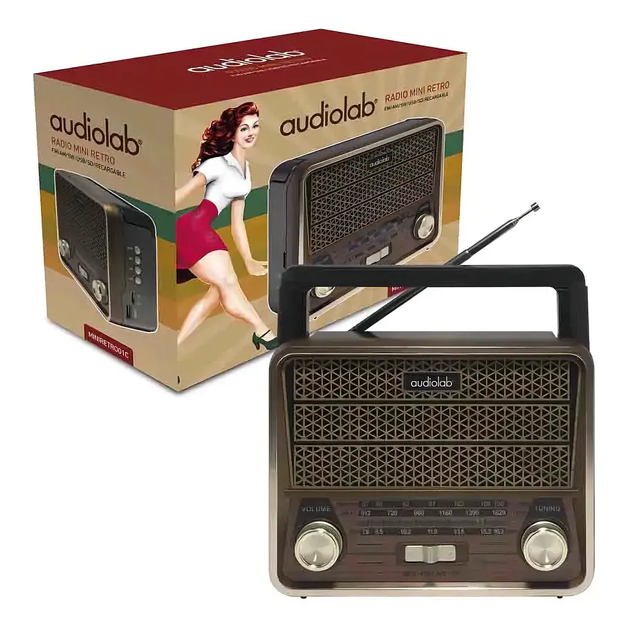 Radio Portatil Mini Retro Bluetooth Audiolab Vintage Usb Sd 4