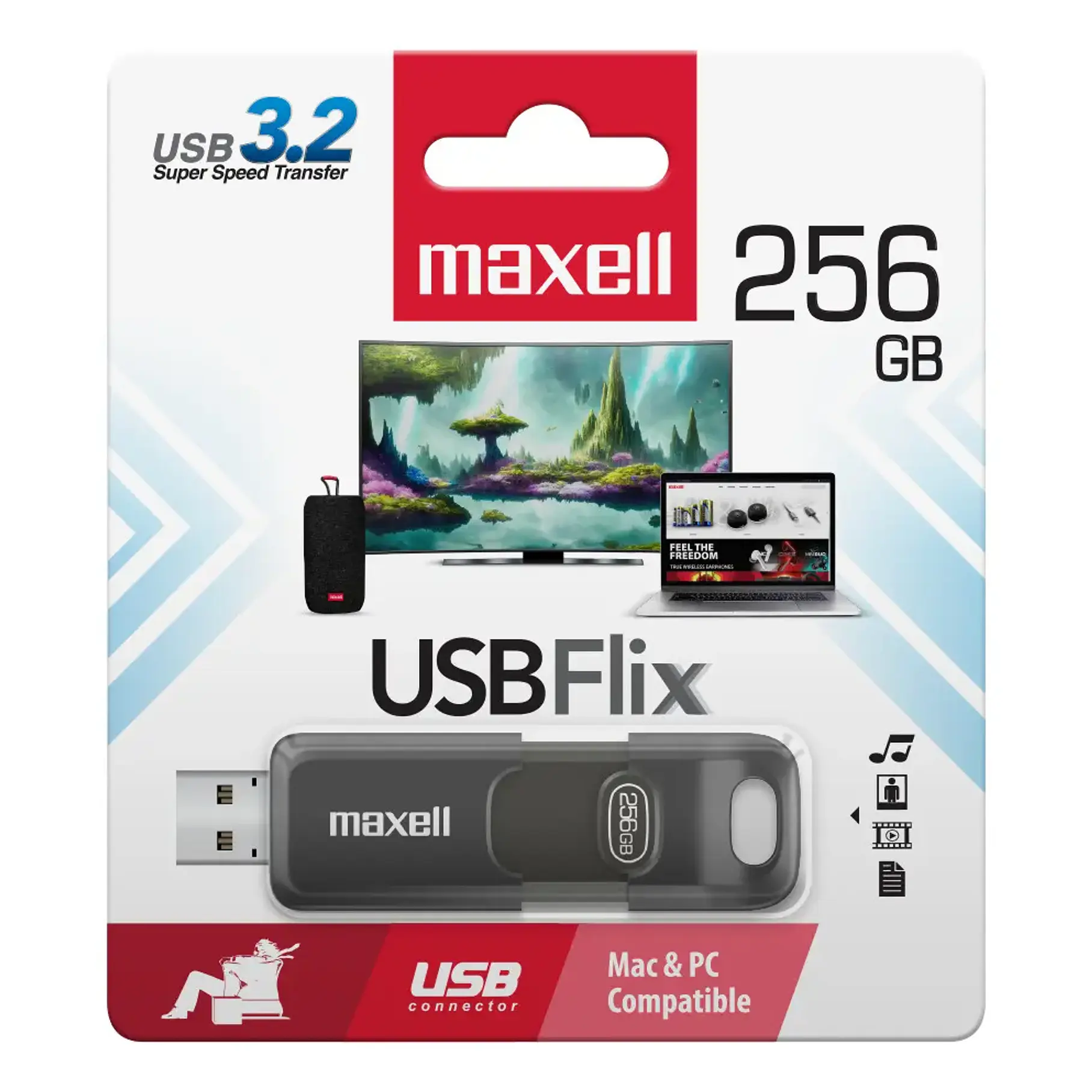 Pendrive Usb Maxell Flix 256gb 3.2 Almacenamiento Speed  1