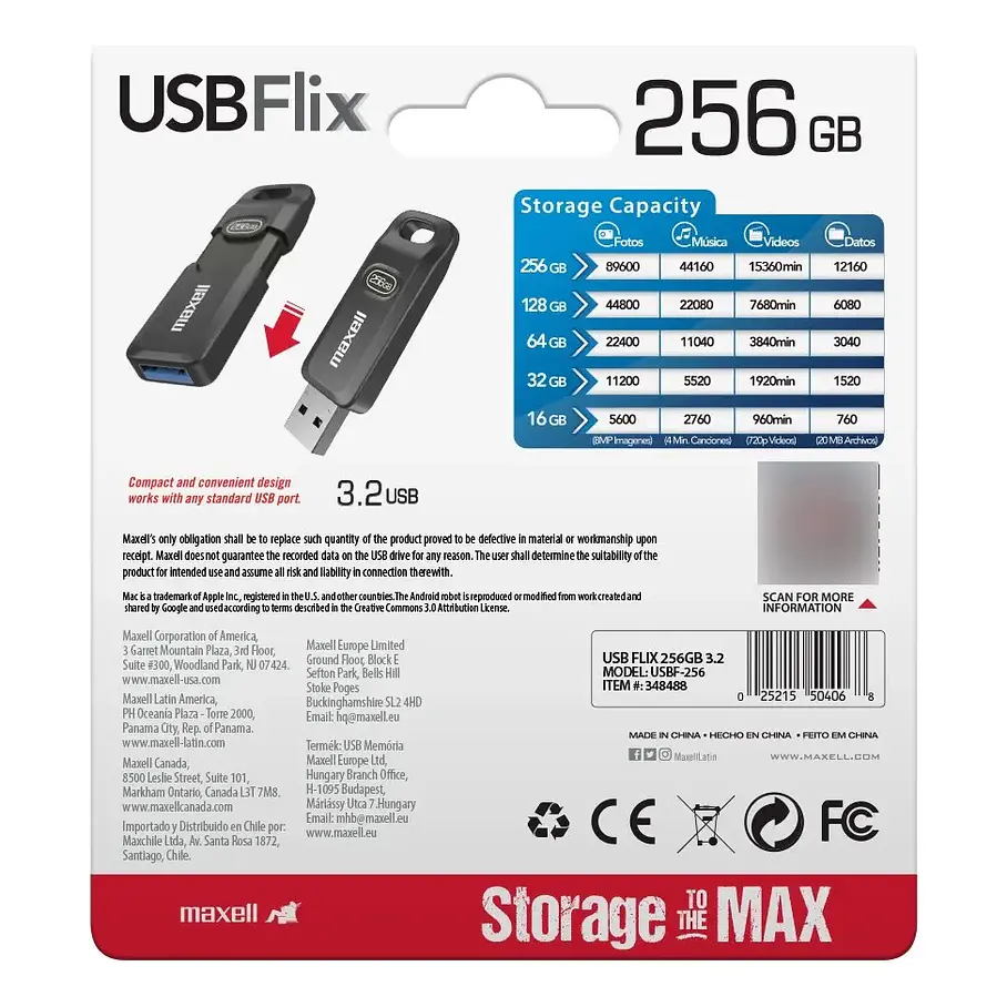 Pendrive Usb Maxell Flix 256gb 3.2 Almacenamiento Speed  2
