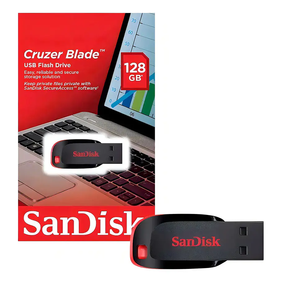 Pendrive SanDisk Cruzer Blade SDCZ50-128G-B35 128GB 2.0 negro y rojo 3