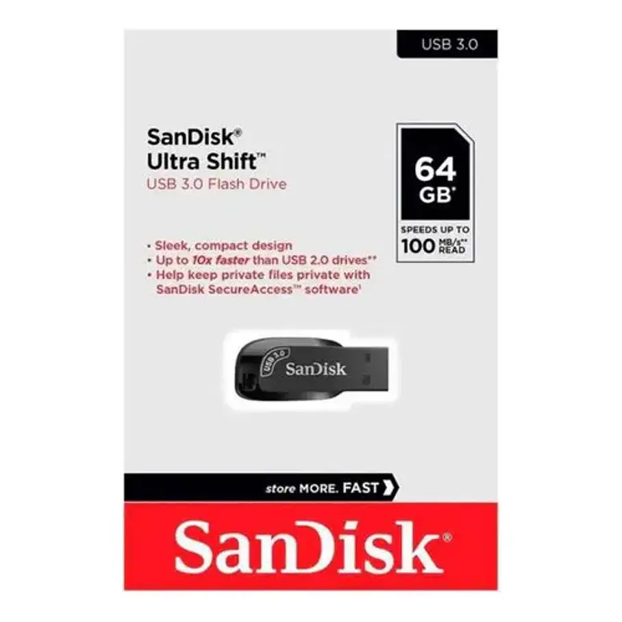 Pendrive Sandisk Ultra Shift 64gb Usb 3.0 100 Mb/s Negro 5
