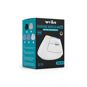 Mouse Vertical Inalámbrico Ergonómico WB-889 - 5 Colores BK/PK/BL/PU/WH