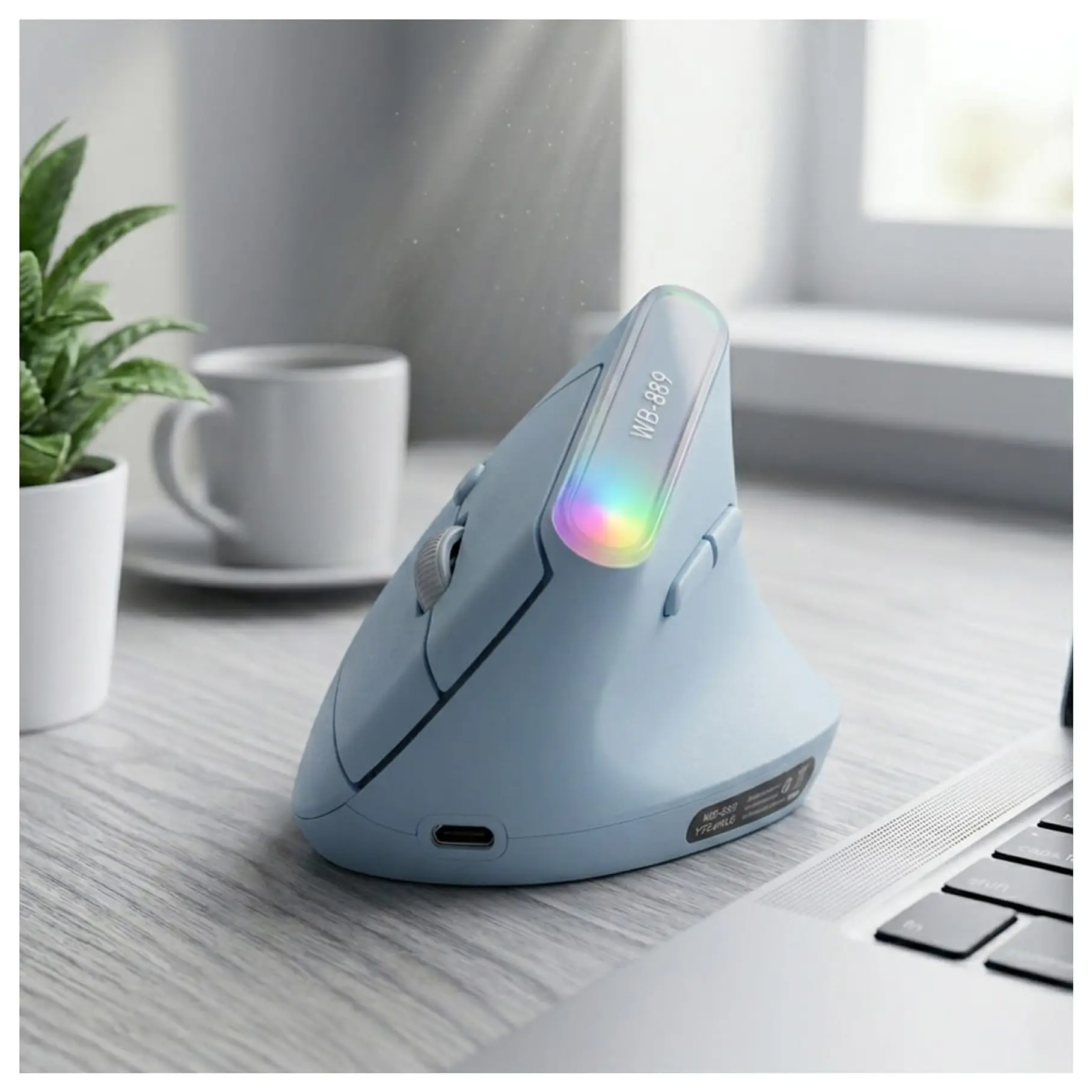 Mouse Vertical Inalámbrico Ergonómico WB-889 - 5 Colores BK/PK/BL/PU/WH 9