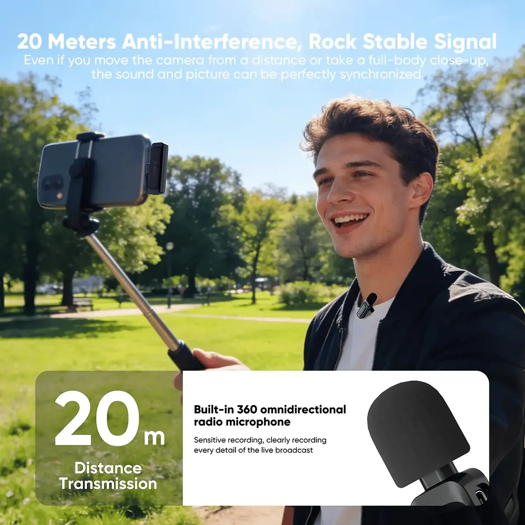 Micrófono Solapa Y Transmisor Inalámbrico Usb-c Vidvie Mc03 5