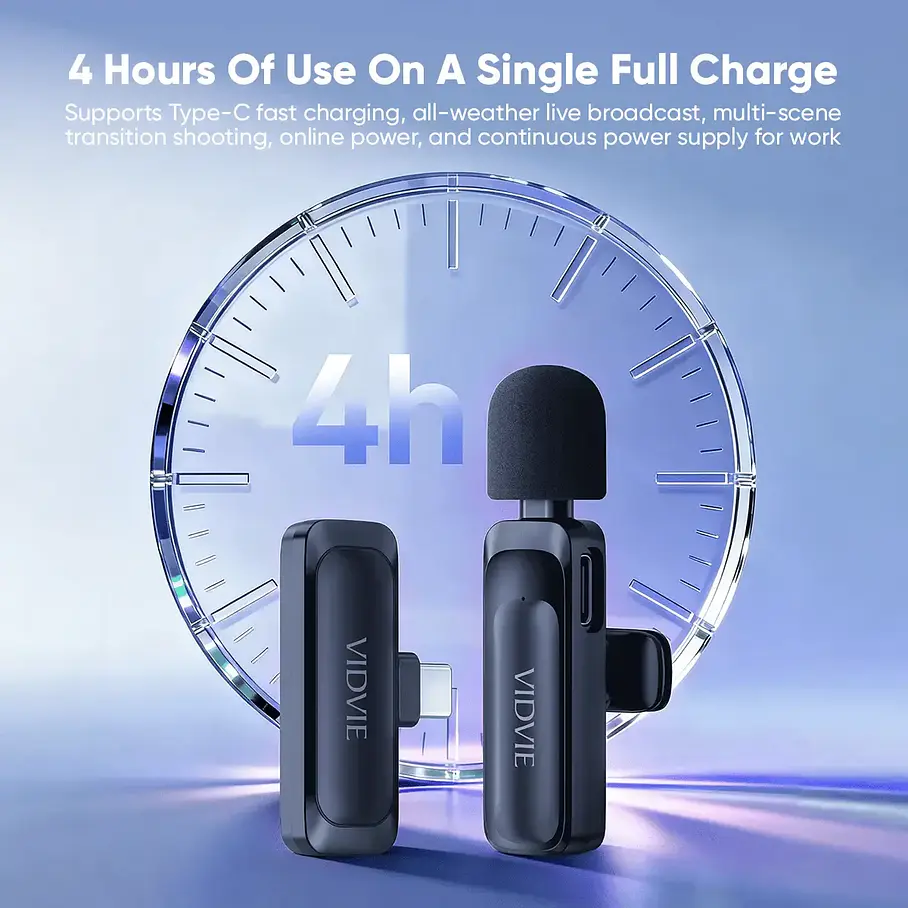 Micrófono Solapa Y Transmisor Inalámbrico Usb-c Vidvie Mc03 6