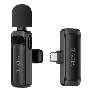 Micrófono Solapa Y Transmisor Inalámbrico Usb-c Vidvie Mc03