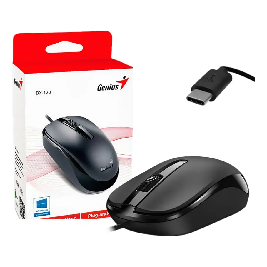 Mouse Con Cable Usb Tipo C Genius Dx-120 Negro 3