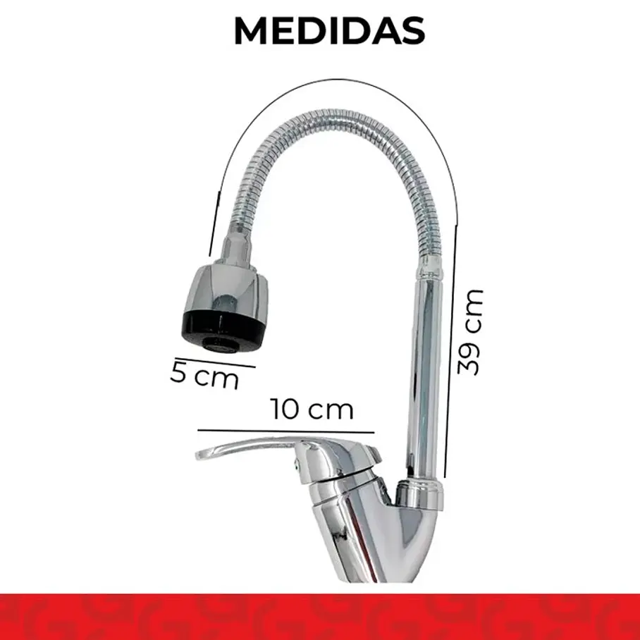 Llave Flexible Lavaplatos Manguera Flexible Monomando 360° 2rl Color Plateado Cuello Giratorio Cocina Grifería Lavaplatos 7