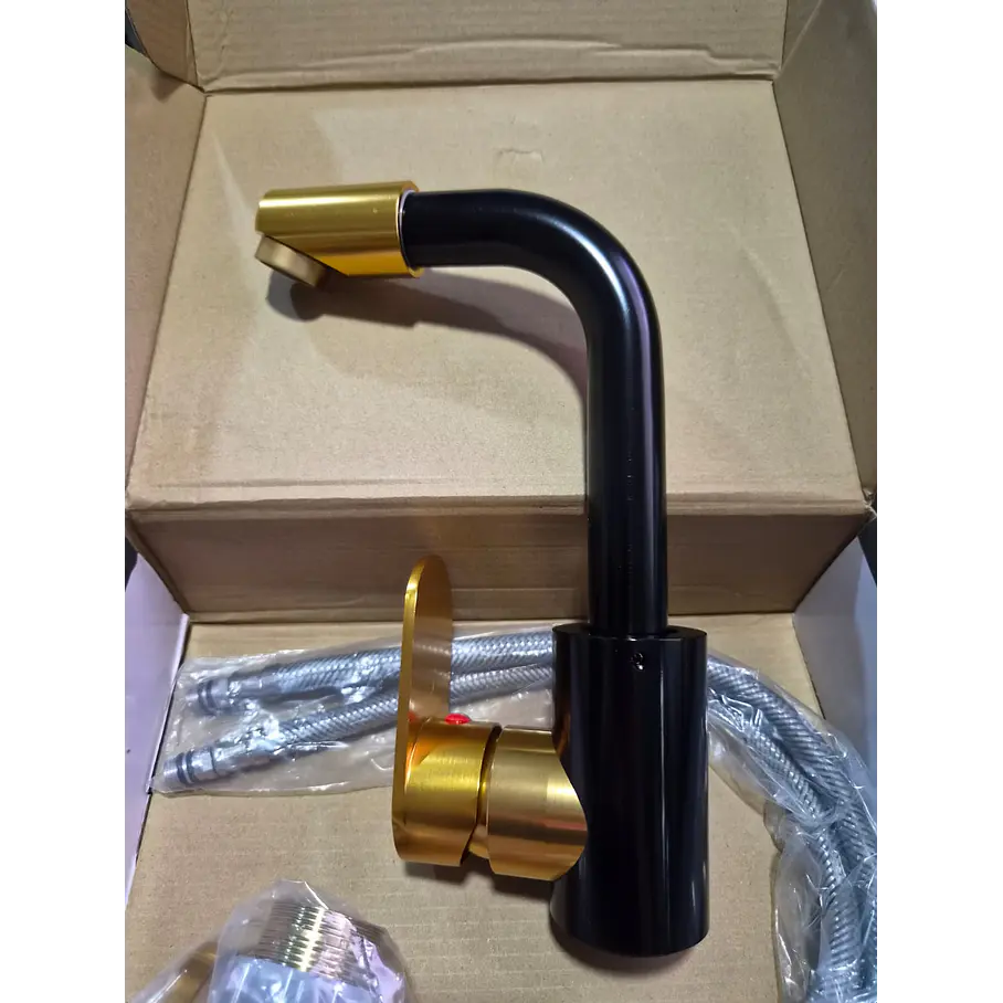 Grifo de Aluminio Espacial Para Cocina Dorado Negro Mate Grifo Lavaplatos  6