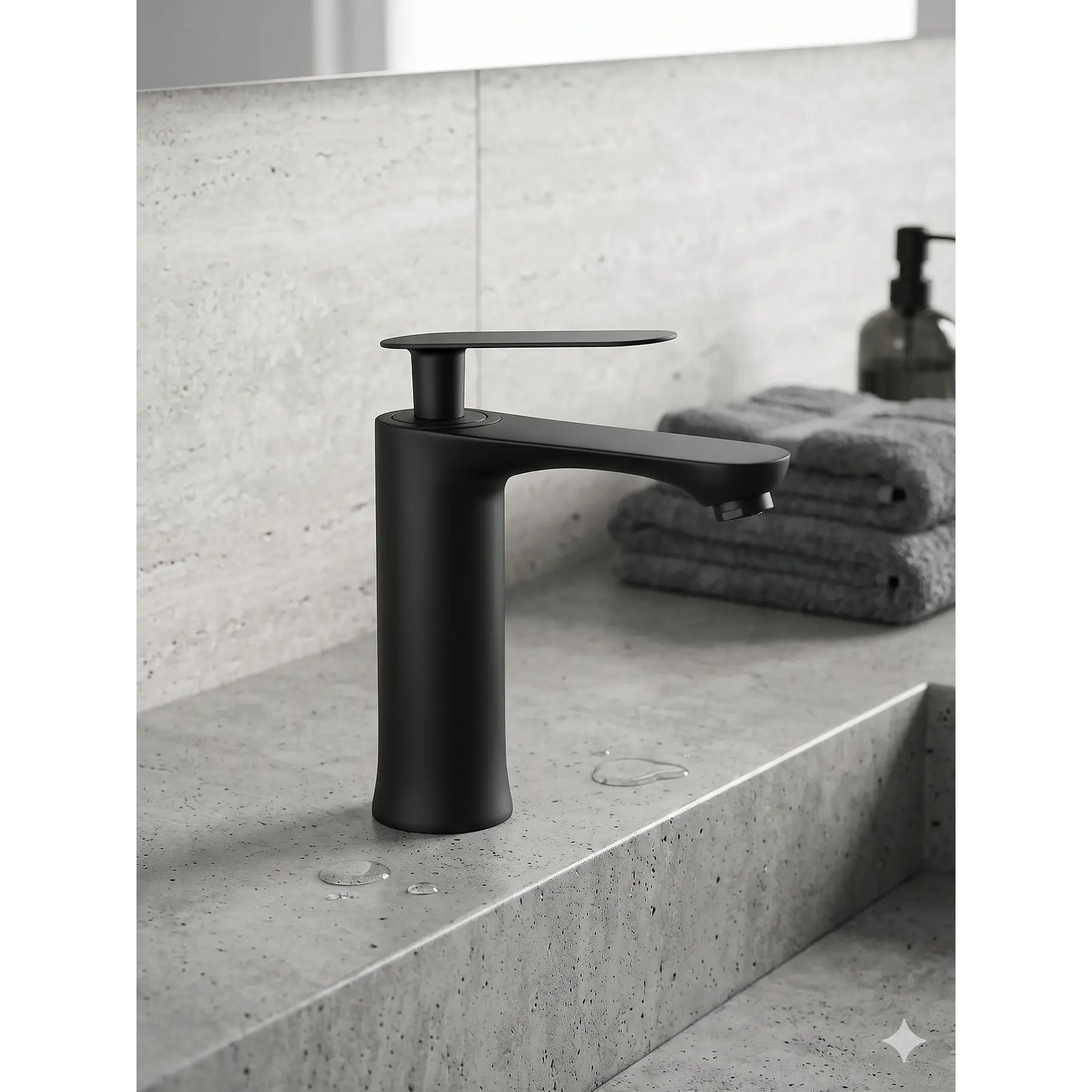 Llave Grifo Monomando Para Baño Lavabo Mezclador Grifería Lava Mano Color Negro Mate 1