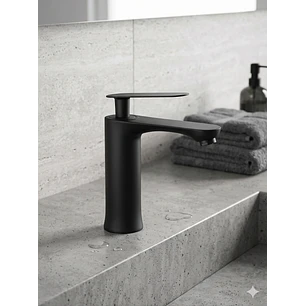 Llave Grifo Monomando Para Baño Lavabo Mezclador Grifería Lava Mano Color Negro Mate