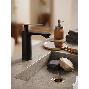 Llave Grifo Monomando Para Baño Lavabo Mezclador Grifería Lava Mano Color Negro Mate