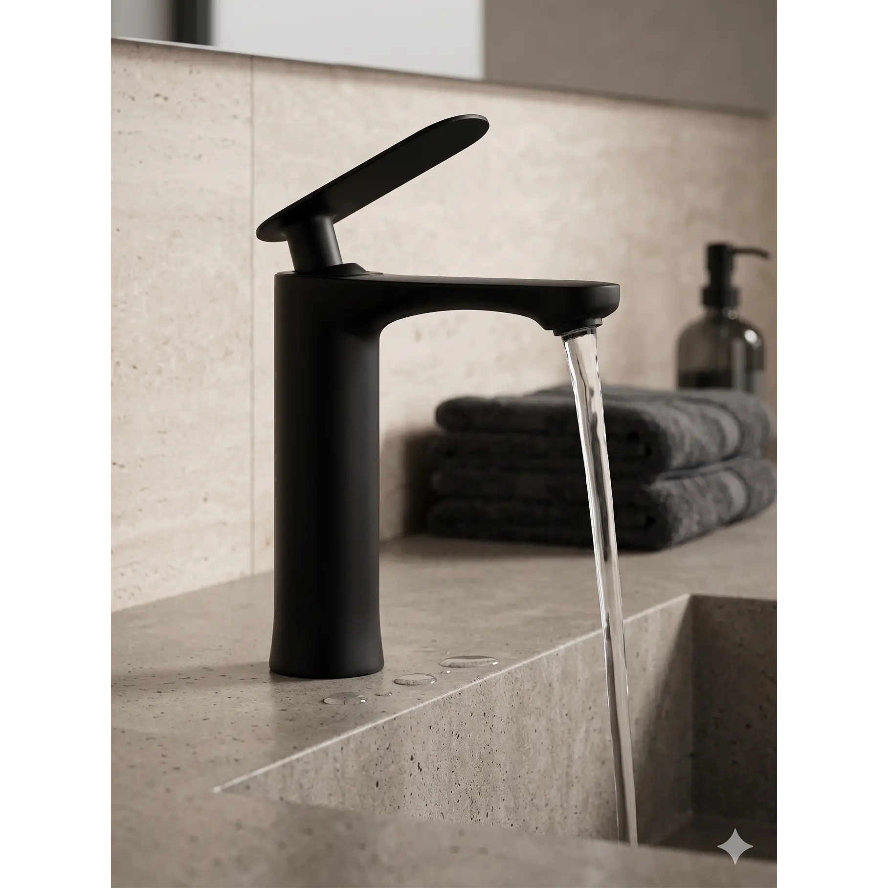 Llave Grifo Monomando Para Baño Lavabo Mezclador Grifería Lava Mano Color Negro Mate 4