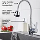 Llave Grifería Lavaplatos Flexible Doble Chorro Multifuncional Fregadero Mezclador De Agua Monomando - Miniatura 3