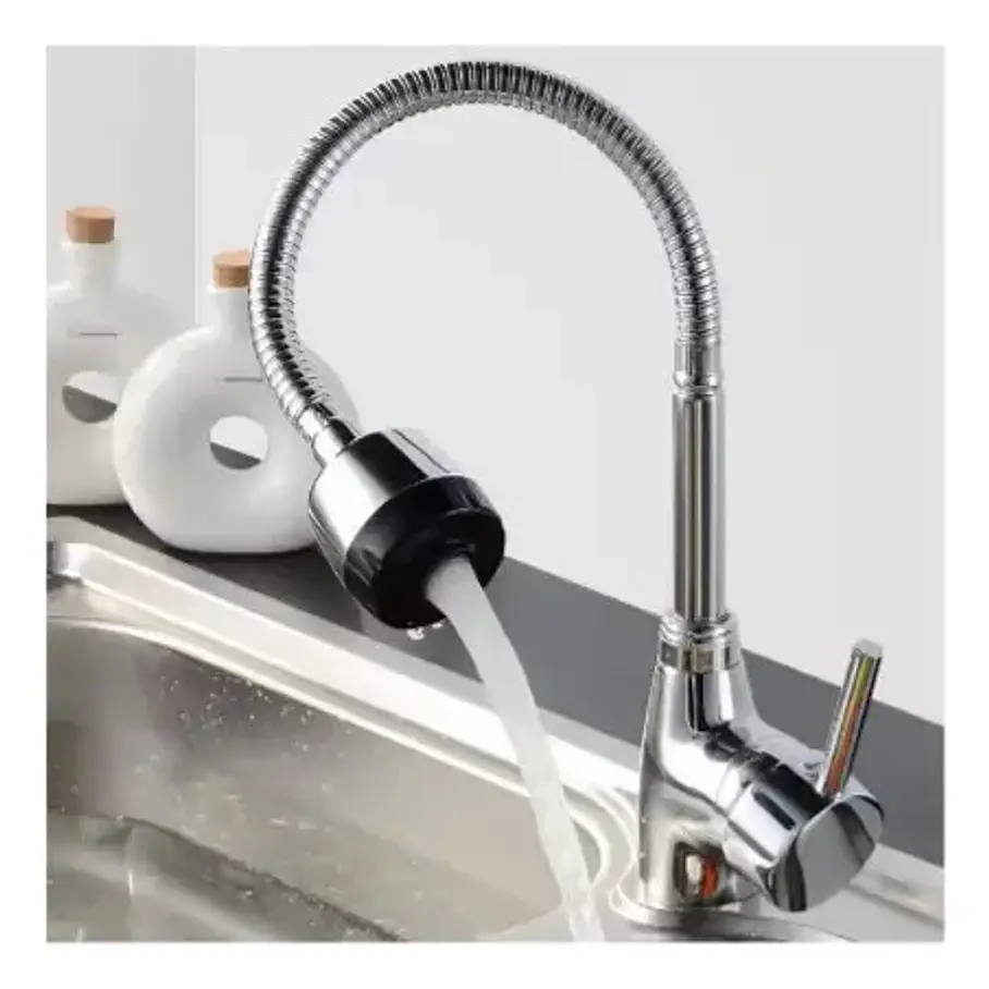 Llave Grifería Lavaplatos Flexible Doble Chorro Multifuncional Fregadero Mezclador De Agua Monomando 8